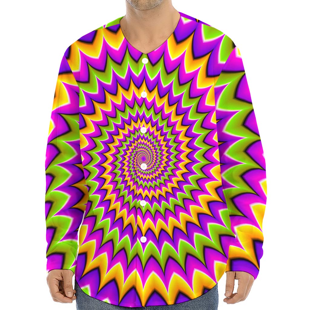 Twisted Colors Moving Optical Illusion Long Sleeve Baseball Jersey