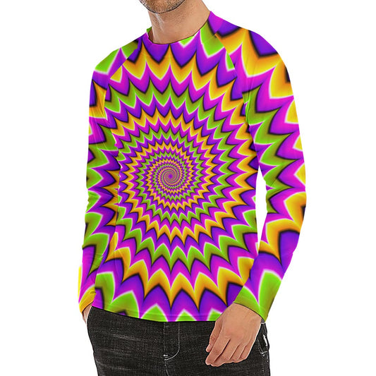 Twisted Colors Moving Optical Illusion Men's Long Sleeve Rash Guard