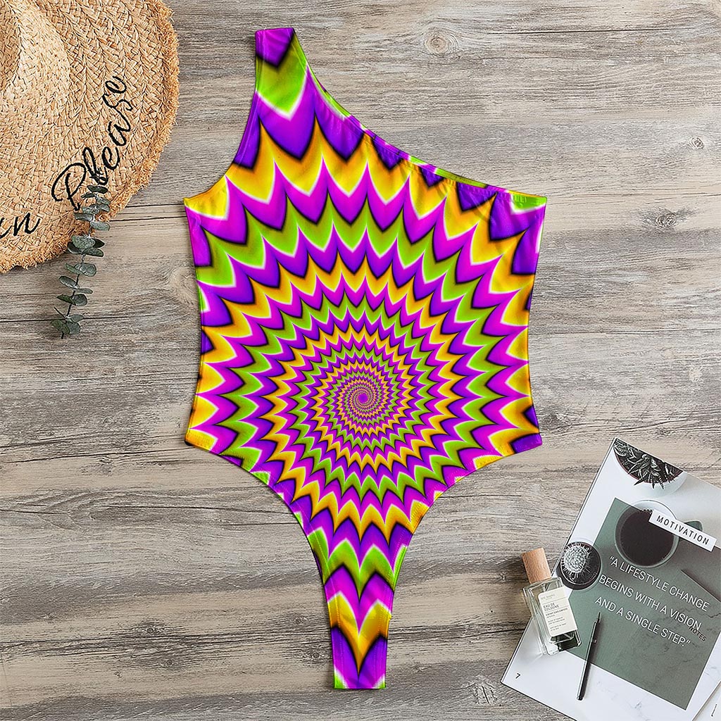 Twisted Colors Moving Optical Illusion One Shoulder Bodysuit