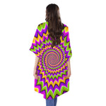 Twisted Colors Moving Optical Illusion Open Front Beach Cover Up