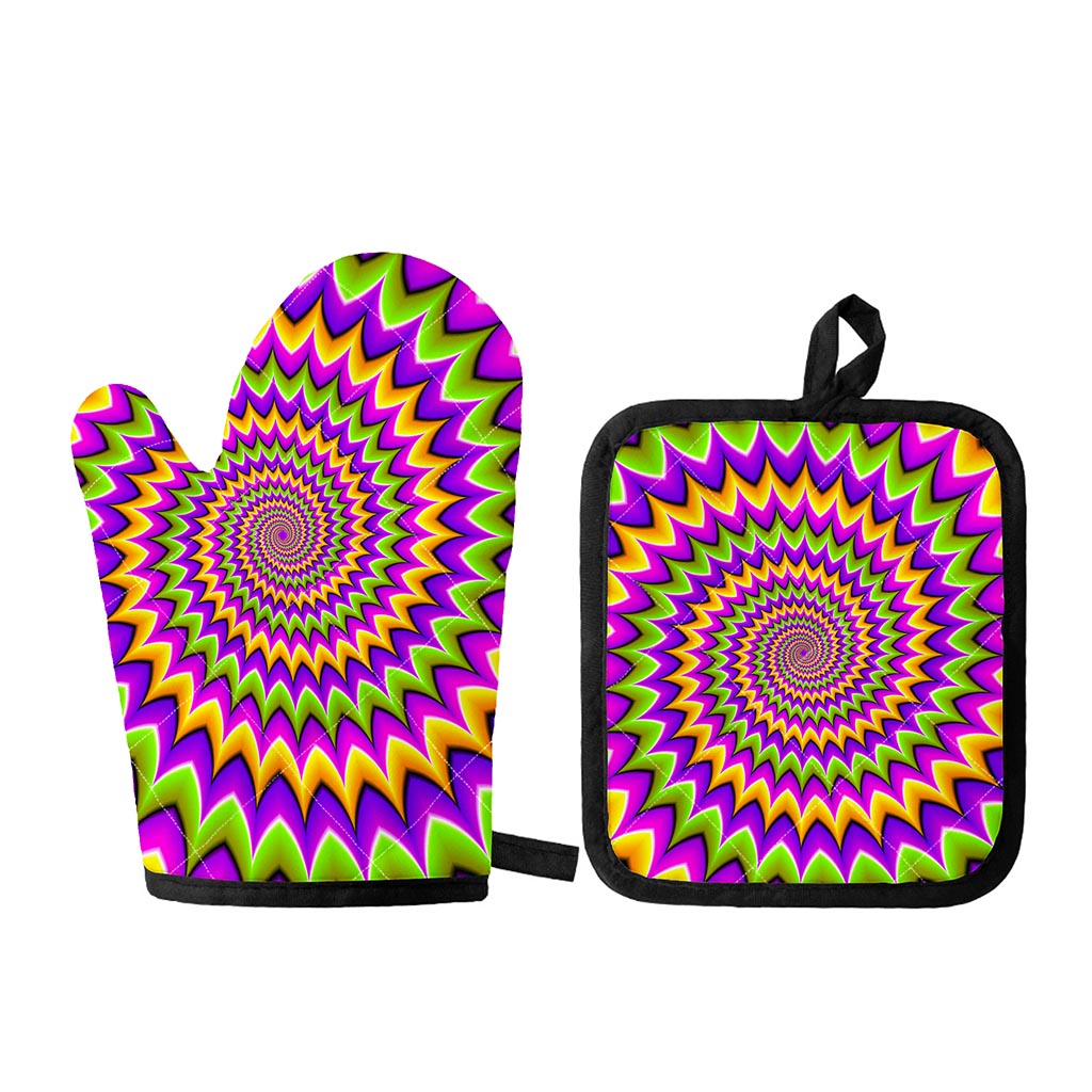 Twisted Colors Moving Optical Illusion Oven Mitt And Pot Holder Set