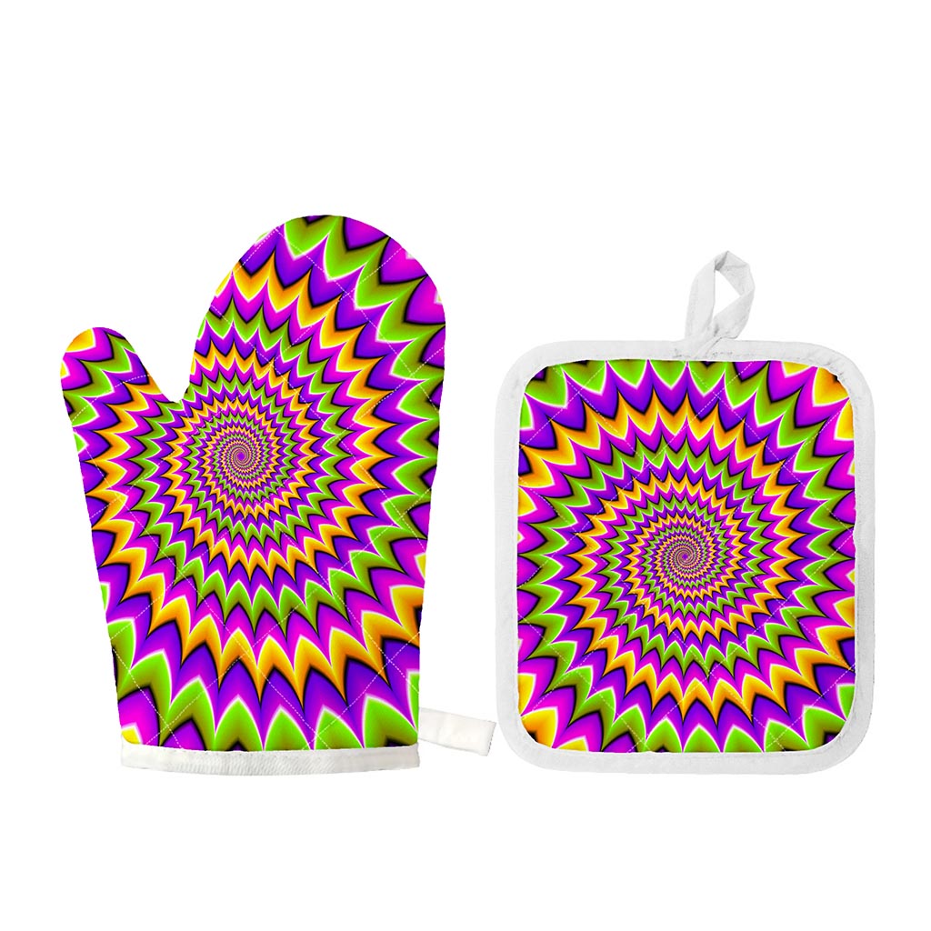 Twisted Colors Moving Optical Illusion Oven Mitt And Pot Holder Set