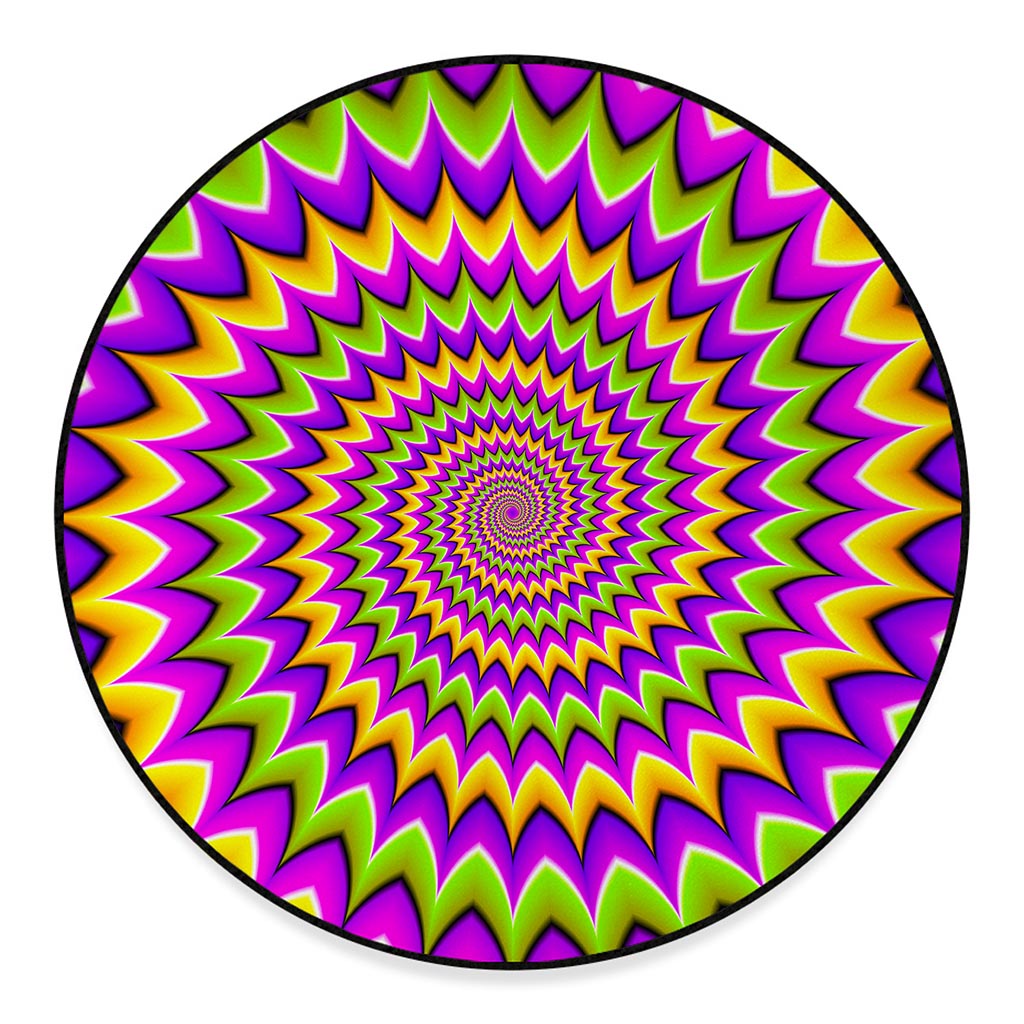 Twisted Colors Moving Optical Illusion Round Floor Mat
