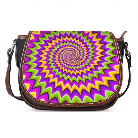 Twisted Colors Moving Optical Illusion Saddle Bag
