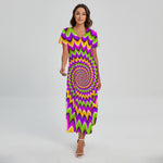 Twisted Colors Moving Optical Illusion Short Sleeve Maxi Dress