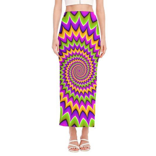 Twisted Colors Moving Optical Illusion Side Slit Maxi Skirt