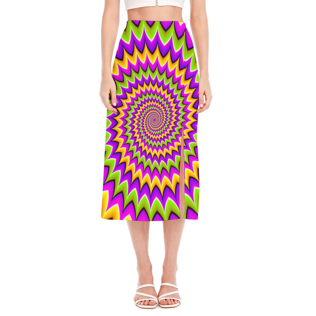 Twisted Colors Moving Optical Illusion Side Slit Midi Skirt