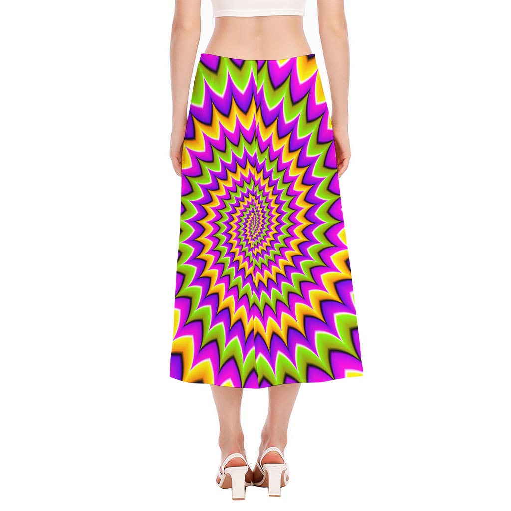 Twisted Colors Moving Optical Illusion Side Slit Midi Skirt