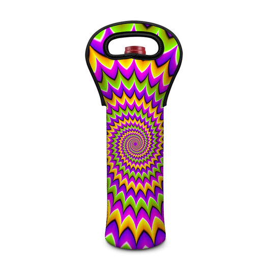 Twisted Colors Moving Optical Illusion Single Neoprene Wine Tote