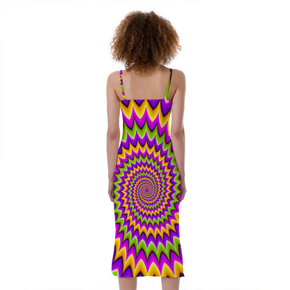 Twisted Colors Moving Optical Illusion Slim Fit Midi Cami Dress