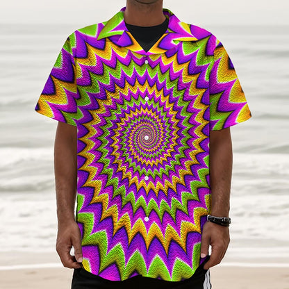 Twisted Colors Moving Optical Illusion Textured Short Sleeve Shirt