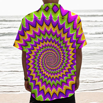 Twisted Colors Moving Optical Illusion Textured Short Sleeve Shirt