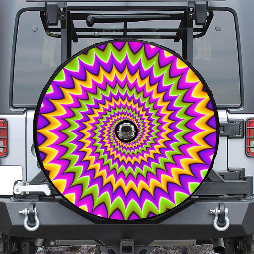 Twisted Colors Moving Optical Illusion Tire Cover With Camera Hole