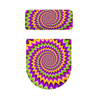 Twisted Colors Moving Optical Illusion Toilet Lid And Tank Cover Set