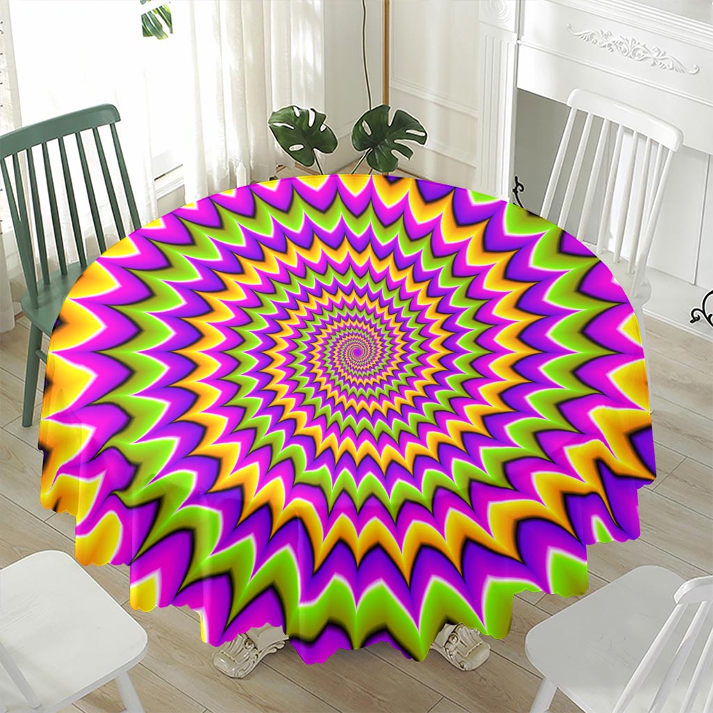 Twisted Colors Moving Optical Illusion Waterproof Round Tablecloth