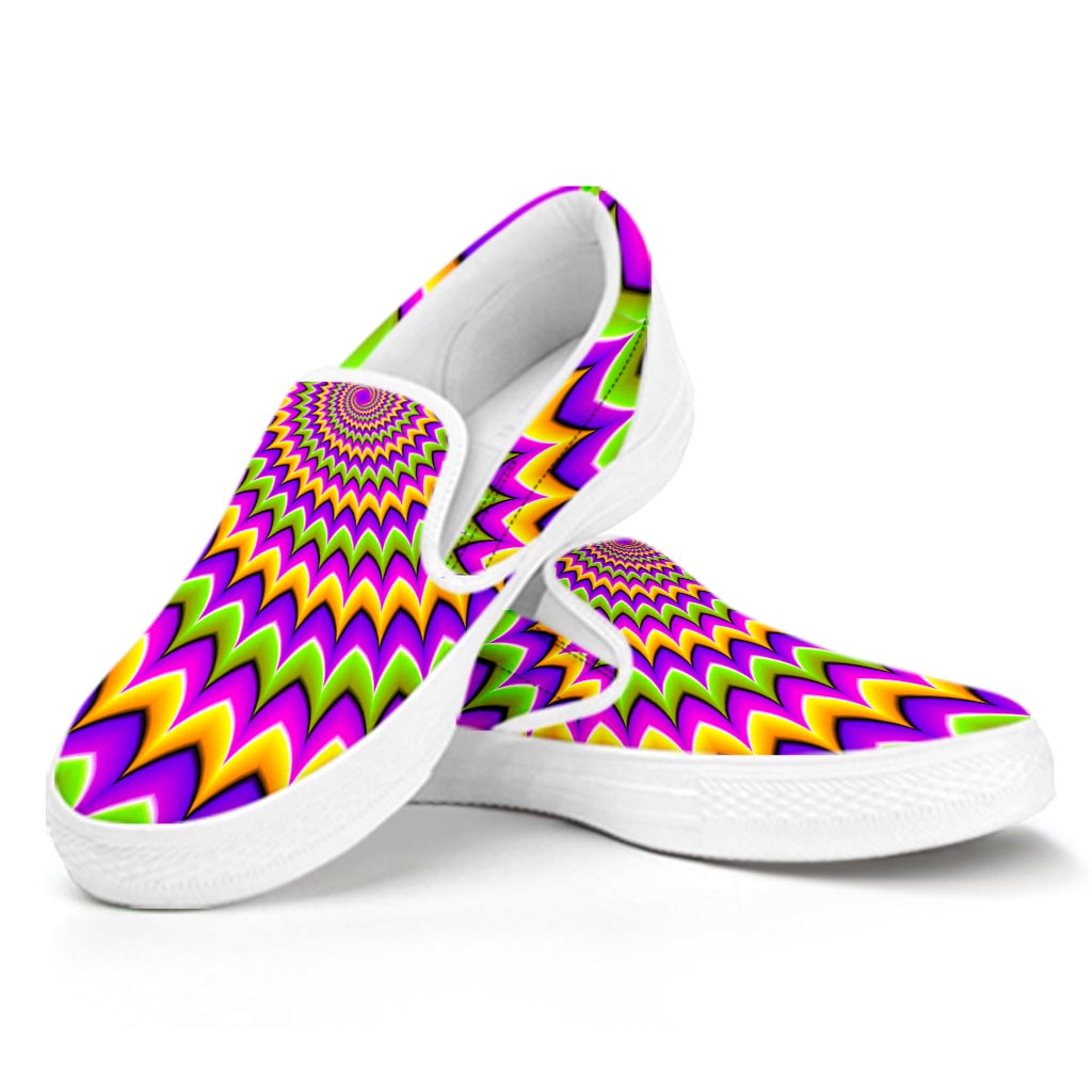 Twisted Colors Moving Optical Illusion White Slip On Sneakers