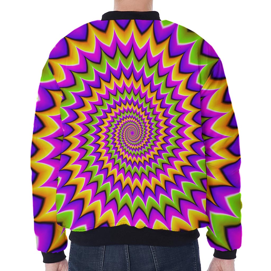 Twisted Colors Moving Optical Illusion Zip Sleeve Bomber Jacket