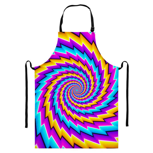 Twisted Spiral Moving Optical Illusion Bib Apron With Pocket