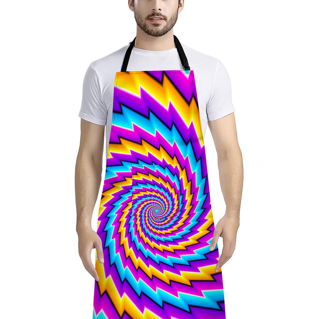 Twisted Spiral Moving Optical Illusion Bib Apron With Pocket