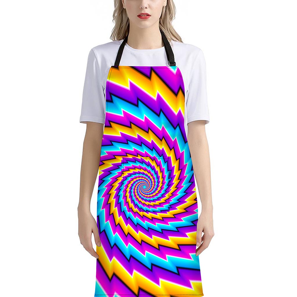 Twisted Spiral Moving Optical Illusion Bib Apron With Pocket