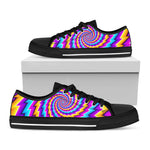 Twisted Spiral Moving Optical Illusion Black Low Top Sneakers