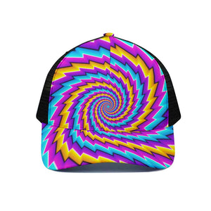 Twisted Spiral Moving Optical Illusion Black Mesh Trucker Cap