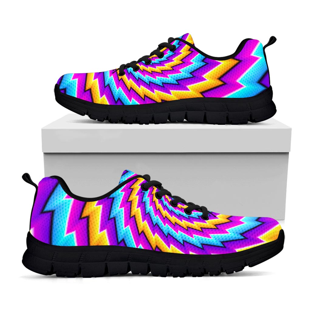 Twisted Spiral Moving Optical Illusion Black Running Shoes