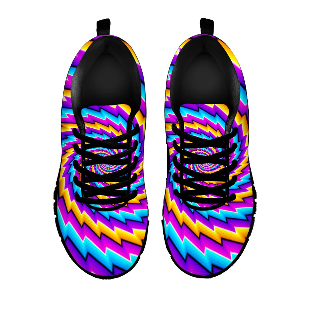 Twisted Spiral Moving Optical Illusion Black Running Shoes