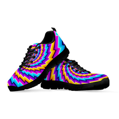 Twisted Spiral Moving Optical Illusion Black Running Shoes