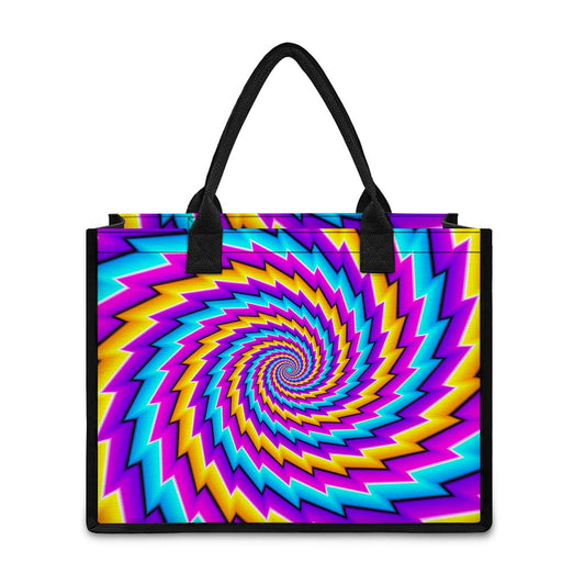 Twisted Spiral Moving Optical Illusion Canvas Tote Bag