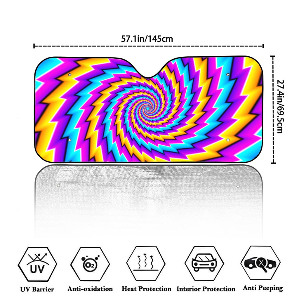 Twisted Spiral Moving Optical Illusion Car Windshield Sun Shade