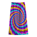 Twisted Spiral Moving Optical Illusion Cotton Front Slit Maxi Skirt