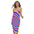 Twisted Spiral Moving Optical Illusion Cross Back Cami Dress