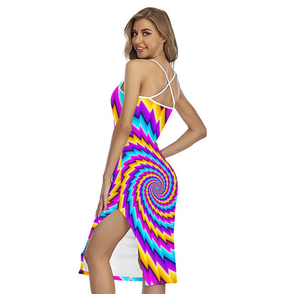 Twisted Spiral Moving Optical Illusion Cross Back Cami Dress
