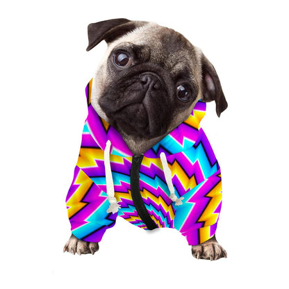 Twisted Spiral Moving Optical Illusion Dog Zip Up Hoodie