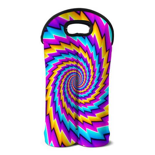 Twisted Spiral Moving Optical Illusion Double Neoprene Wine Tote