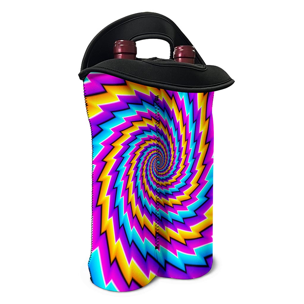 Twisted Spiral Moving Optical Illusion Double Neoprene Wine Tote