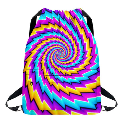 Twisted Spiral Moving Optical Illusion Drawstring Backpack