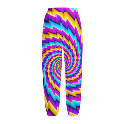 Twisted Spiral Moving Optical Illusion Fleece Lined Knit Pants