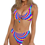 Twisted Spiral Moving Optical Illusion Front Bow Tie Bikini