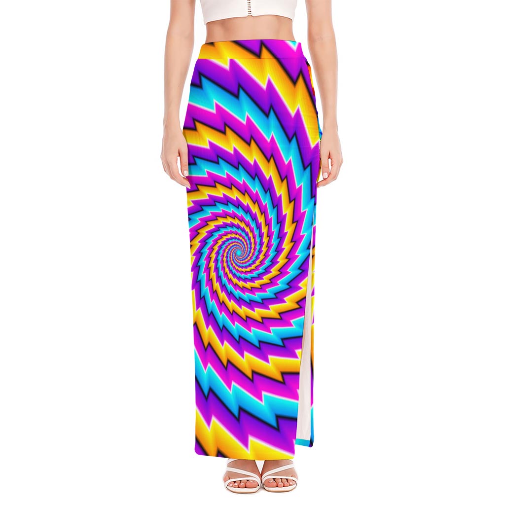 Twisted Spiral Moving Optical Illusion High Slit Maxi Skirt