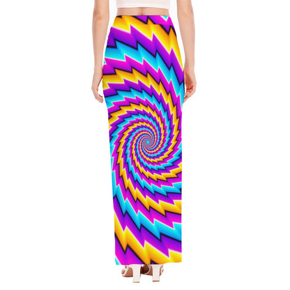 Twisted Spiral Moving Optical Illusion High Slit Maxi Skirt