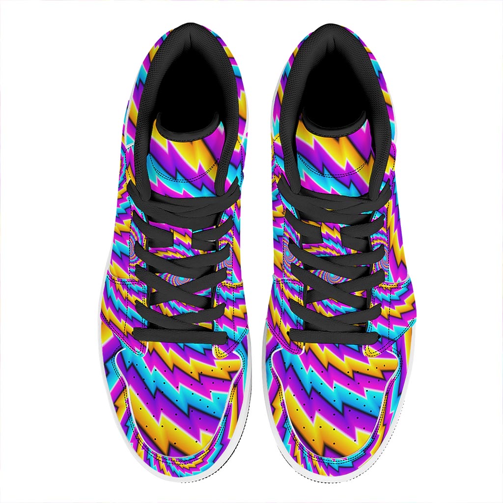 Twisted Spiral Moving Optical Illusion High Top Leather Sneakers