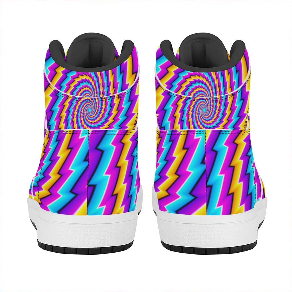 Twisted Spiral Moving Optical Illusion High Top Leather Sneakers