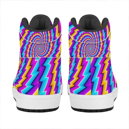 Twisted Spiral Moving Optical Illusion High Top Leather Sneakers