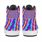Twisted Spiral Moving Optical Illusion High Top Leather Sneakers
