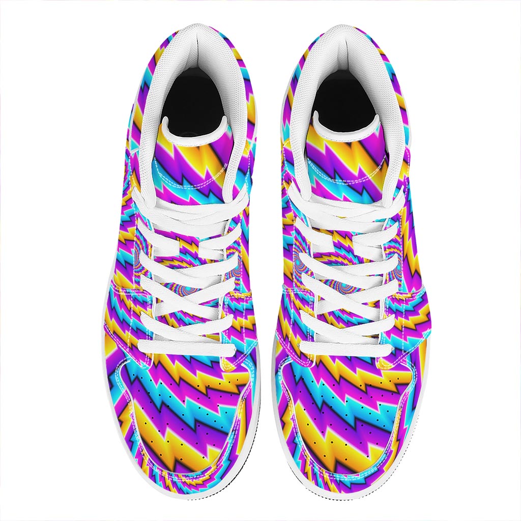 Twisted Spiral Moving Optical Illusion High Top Leather Sneakers