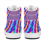 Twisted Spiral Moving Optical Illusion High Top Leather Sneakers