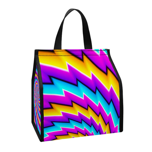 Twisted Spiral Moving Optical Illusion Insulated Lunch Tote