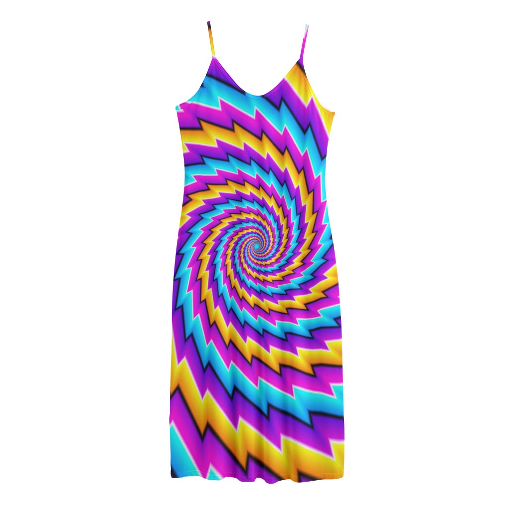 Twisted Spiral Moving Optical Illusion Jersey Midi Cami Dress